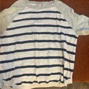 J. Crew Heather Gray and Black Striped Top